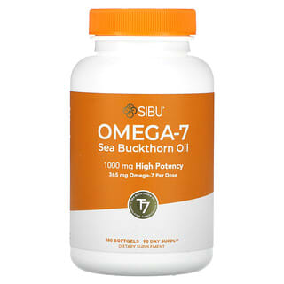 Sibu Beauty, Omega 7, Aceite de espino amarillo, 1000 mg, 180 cápsulas blandas