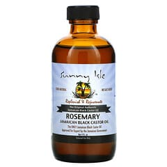 Sunny Isle, Aceite de ricino negro jamaicano 100% natural, romero, 4 fl oz