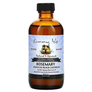 Sunny Isle, Aceite de ricino negro jamaicano 100% natural, romero, 4 fl oz