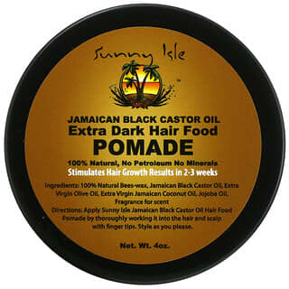 Sunny Isle, Huile de ricin noire jamaïcaine, Pommade alimentaire pour cheveux extra foncés, 4 oz
