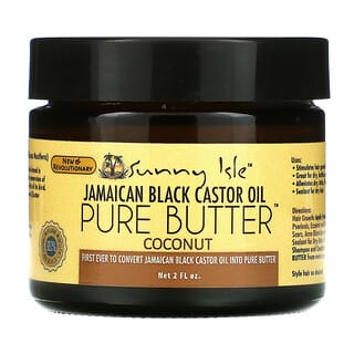 Sunny Isle, Huile de ricin noire jamaïcaine, pur beurre, noix de coco, 60 ml 