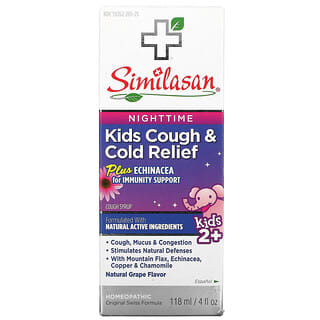 Similasan, 兒童咳嗽緩解著涼，夜間，2 歲+ 兒童，葡萄味，4 液量盎司（118 毫升）