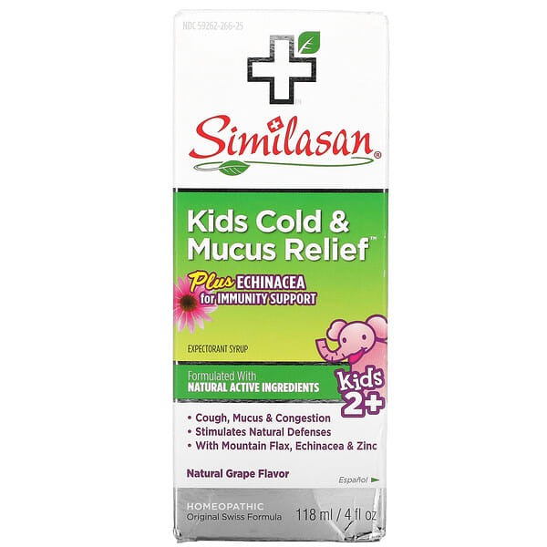 Similasan, Kids Cold & Mucus Relief、2歳以上、ブドウ味、118ml（4液量オンス）