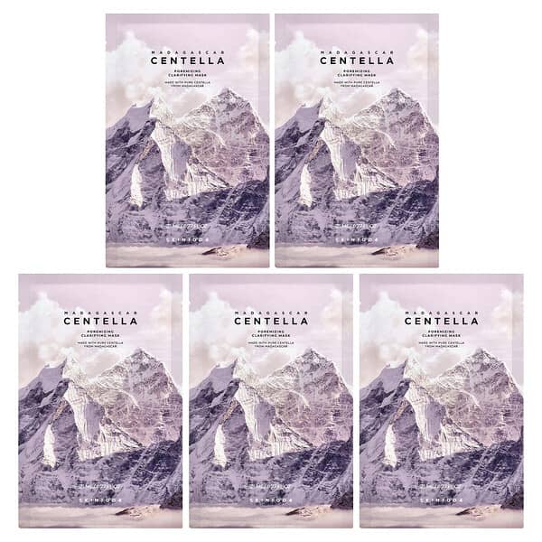 SKIN1004, 마다가스카르 센텔라, 포레마이징 클래리파잉 뷰티 마스크, 5매, 매당 23ml(0.77fl oz)