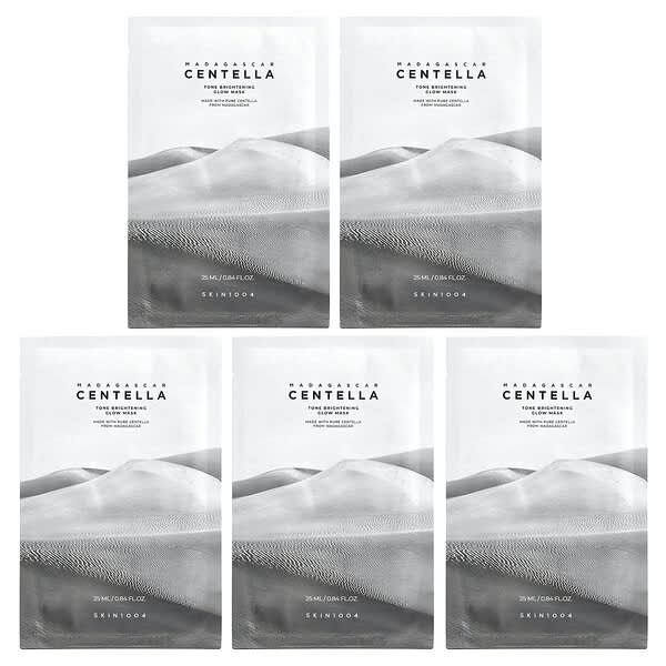 SKIN1004, 마다가스카르 센텔라, 톤 브라이트닝 글로우 뷰티 마스크, 5매, 각 25ml(0.84fl oz)