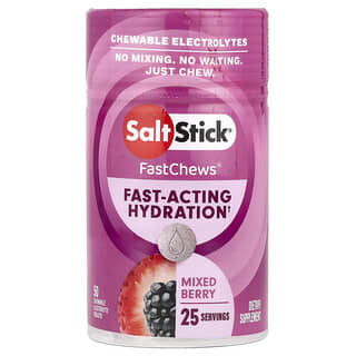 SaltStick, FastChews®, Électrolytes à croquer, Mélange de baies, 50 comprimés à croquer