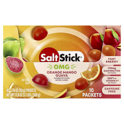 SaltStick, Energy Gummies, Orange Mango Guava, 10 Pack, 1.76 oz (50 g) Each