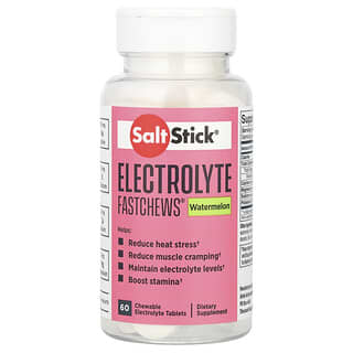SaltStick, Electrolyte FastChews®, Watermelon, 60 Chewable Electrolyte Tablets