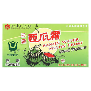 Sanjin, освежитель дыхания, в порошке, арбузный иней, 6 пакетиков по 2 г (0,06 унции)