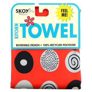 Skoy, Kitchen Towel, Double Sided Circle Print, Red, 1 Towel