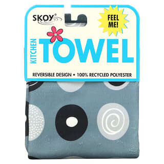 Skoy, Kitchen Towel, Double Sided Circle Print, Gray, 1 Towel