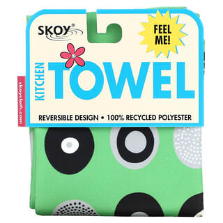 Skoy, Kitchen Towel, Double Sided Circle Print, Green, 1 Towel