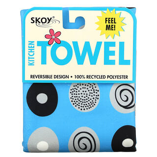 Skoy, Kitchen Towel, Double Sided Circle Print, Blue, 1 Towel