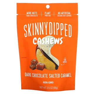 SkinnyDipped, Castañas de cajú bañadas en grasa, Chocolate negro y caramelo salado, 99 g (3,5 oz)