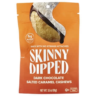 SkinnyDipped, Castañas de cajú con chocolate negro y caramelo salado, 99 g (3,5 oz)