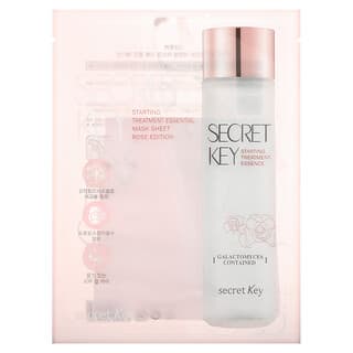 Secret Key, Masque de beauté essentiel pour le traitement de départ, Rose Edition, 10 feuilles, 30 g chacune