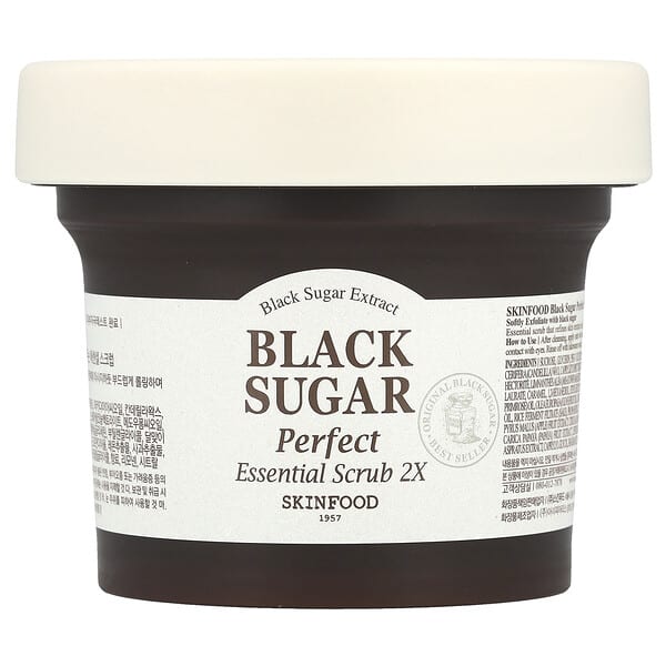 SKINFOOD, 블랙 슈거 퍼펙트 에센셜 스크럽 2X, 210g(7.4oz)