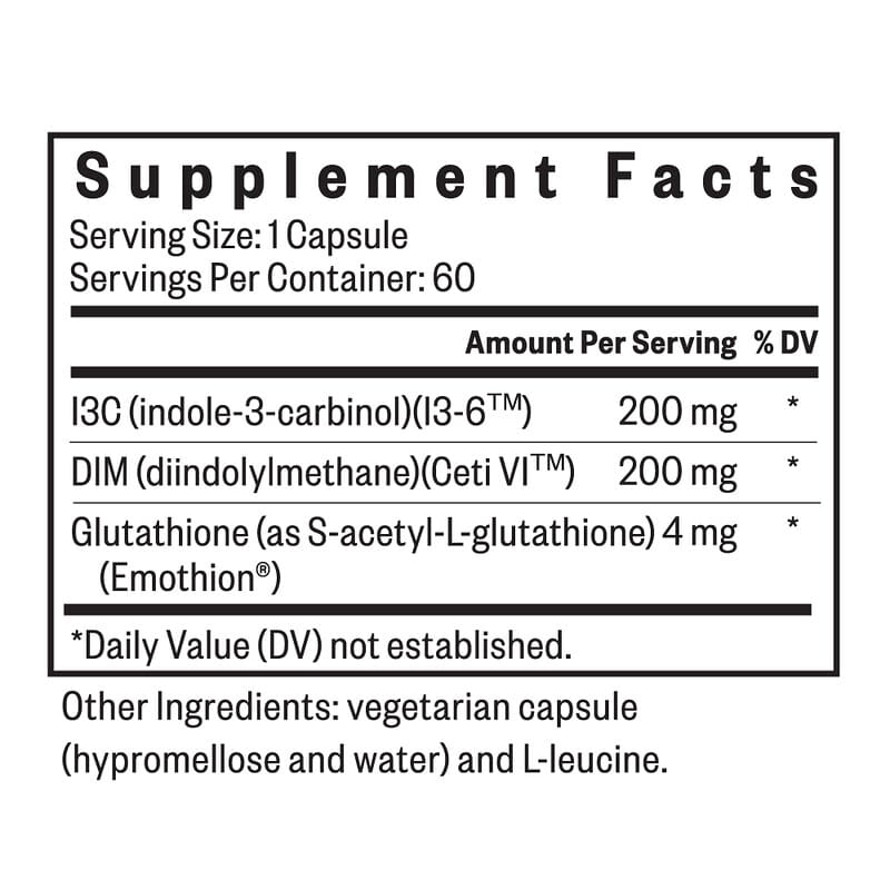 DIM + I3C with Glutathione, 60 Capsules