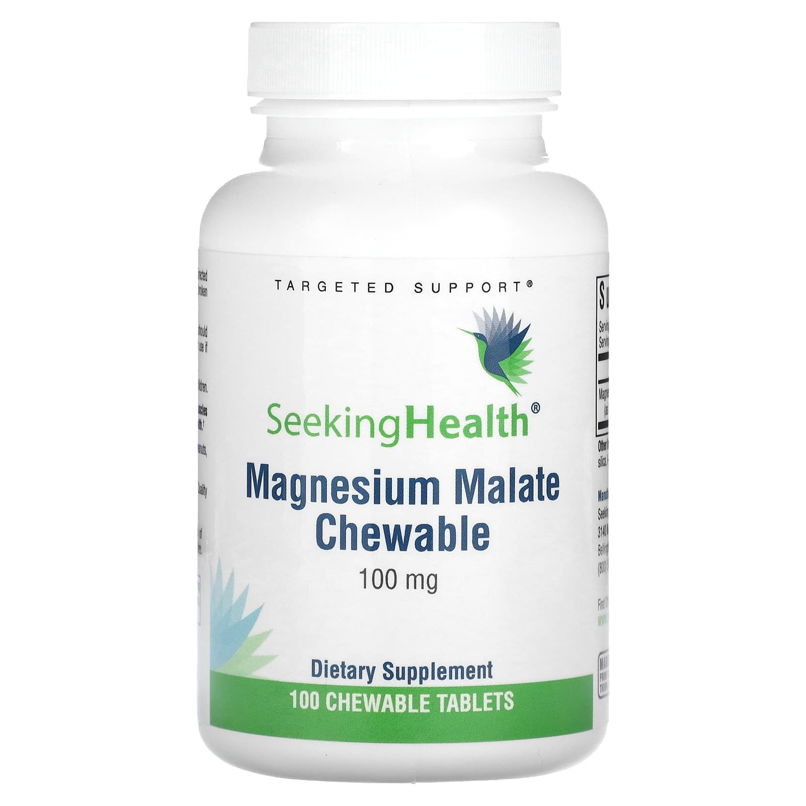 Seeking Health Magnesium Malate Chewable 100 Mg 100 Chewable Tablets 3232