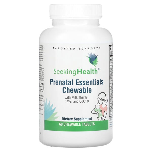 Seeking Health, Prenatal Essentials à croquer avec du chardon-Marie, de la TMG et de la CoQ10, 60 comprimés à croquer