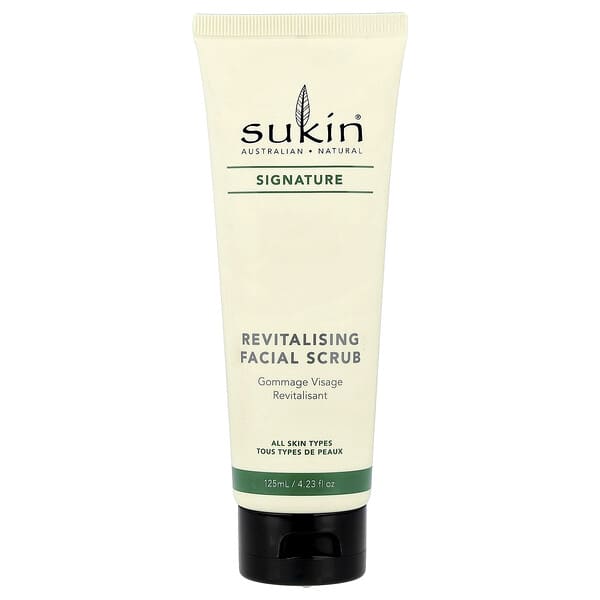Sukin, 리바이탈라이징 페이셜 스크럽, 모든 피부 타입에 적합, 125ml(4.23fl oz)
