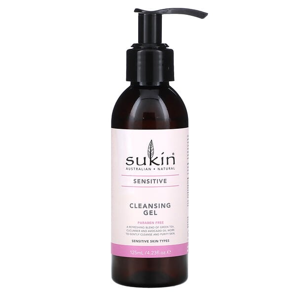 Sukin, 潔面凝膠，敏感皮膚專用，4.23 液量盎司（125 毫升）