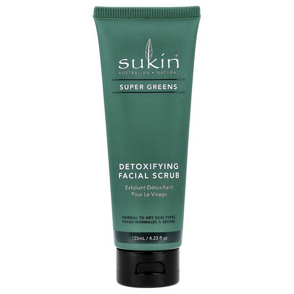 Sukin, Super Greens, Detoxifying Facial Scrub, Normal To Dry Skin Types , 4.23 fl oz (125 ml)