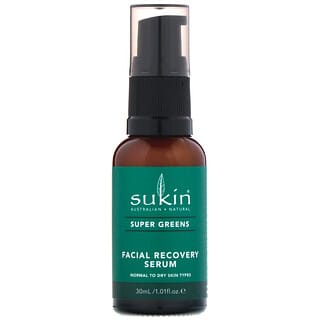 Sukin, Super Greens, suero de recuperación facial, 1.01 fl oz (30 ml)