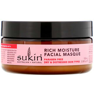 Sukin, Rich Moisture Facial Masque, Rosehip, 3.38 fl oz (100 ml)