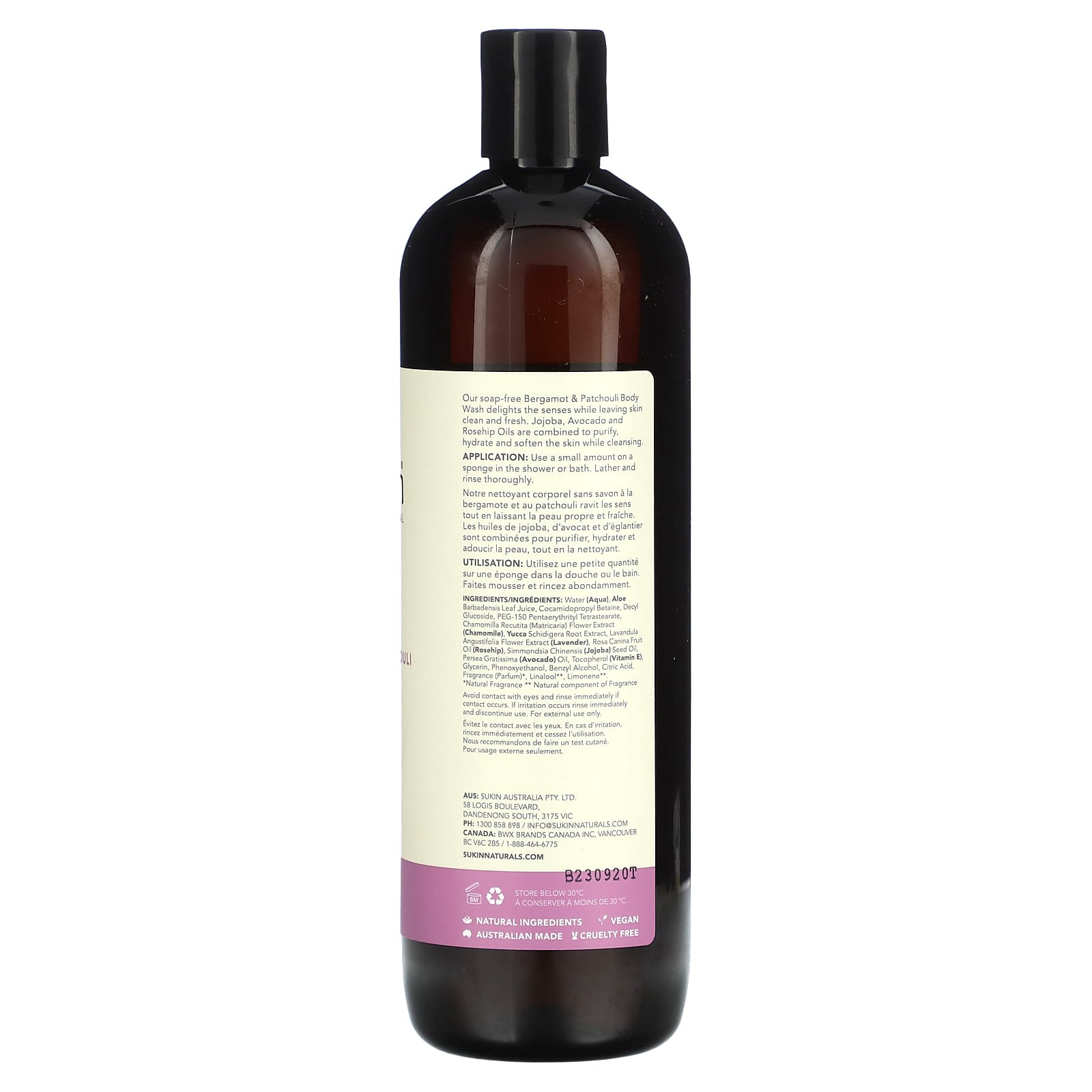 Sukin, Botanical Body Wash, Bergamot & Patchouli, 16. 9 oz (500 ml)