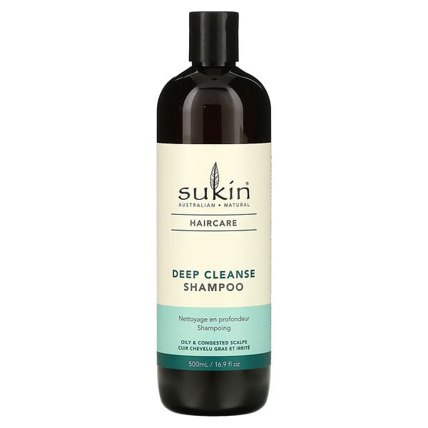 Sukin, 護髮，深層清潔洗髮精，油性和充血頭皮，16.9 液量盎司（500 毫升）