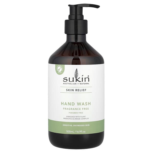 Sukin, Skin Relief, 핸드 워시, 민감성, 손상 피부, 향료 무함유, 500ml(16.9fl oz)
