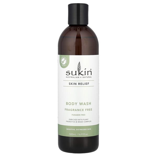 Sukin, 스킨 릴리프 바디 워시, 민감성, 손상 피부, 무향, 500ml(16.91fl oz)