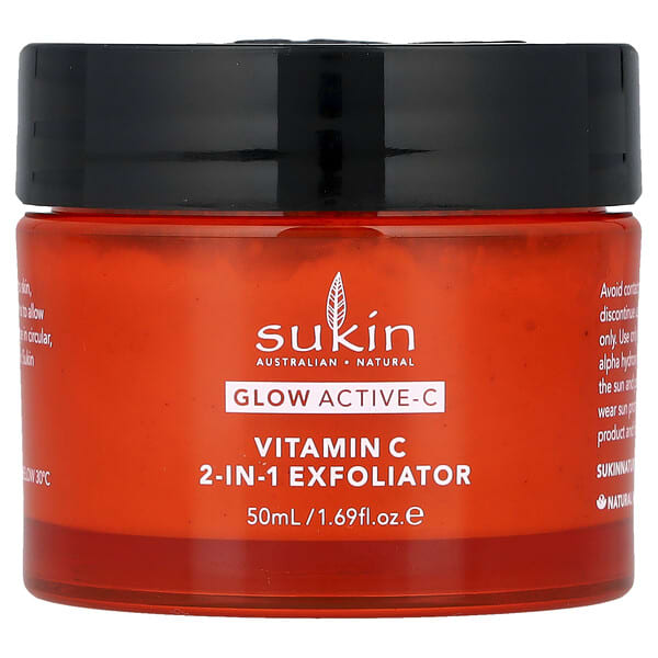 Sukin, Glow Active-C, 비타민C 2-In-1 각질 제거제, 50ml(1.69fl oz)