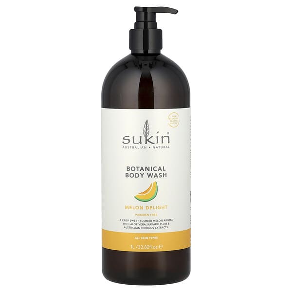 Sukin, 식물성 바디 워시, 모든 피부 타입, 멜론 딜라이트, 1l(33.82fl oz)