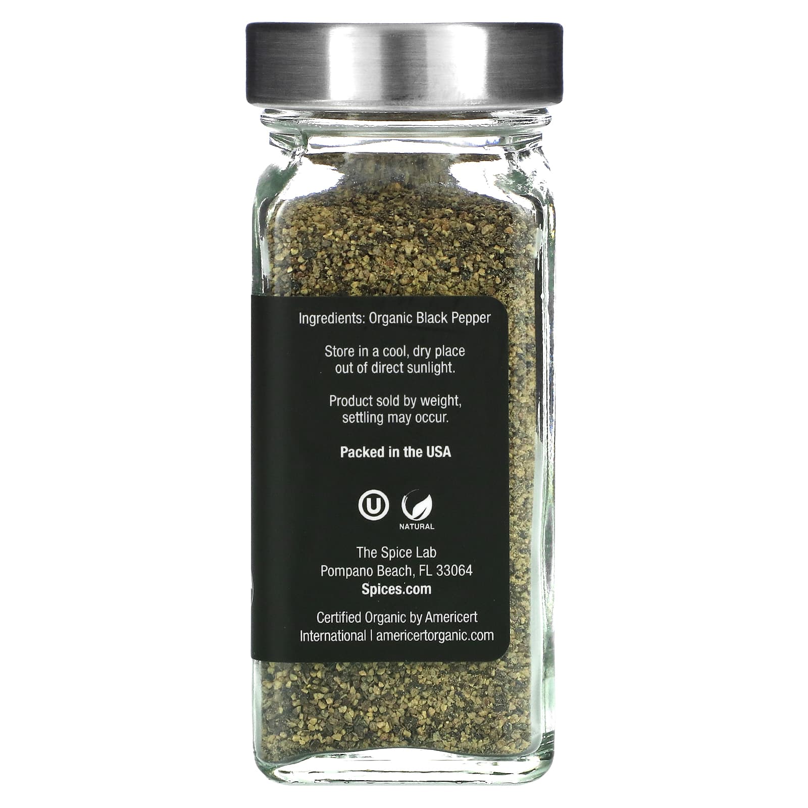 The Spice Lab, Organic Ground Black Pepper, 2.2 oz (62 g)