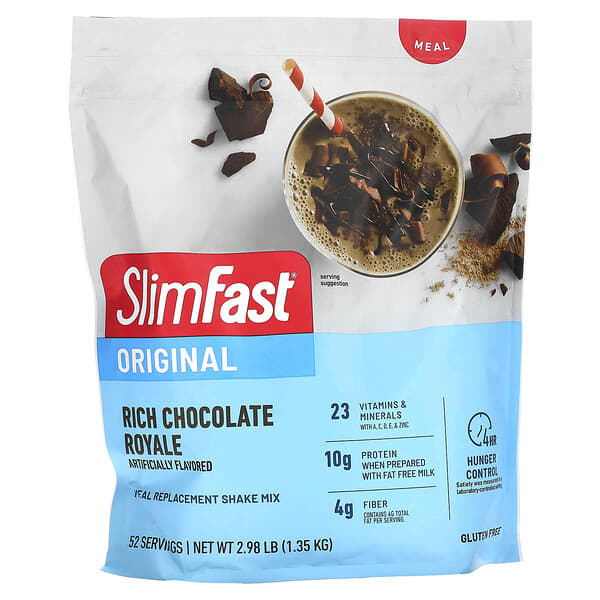 SlimFast, Original，代餐混合奶昔，濃郁皇室巧克力味，2.98 磅（1.35 千克）