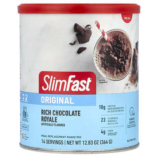 SlimFast, Original, Substitut de repas pour boisson frappée, Riche chocolat royal, 364 g