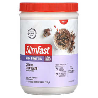 SlimFast, Alto contenido de proteínas, Mezcla para batidos sustitutivos de comidas, Chocolate cremoso`` 312 g (11 oz)