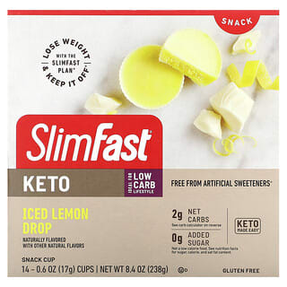 SlimFast, Bocadillo, Cetogénico, Gotas de limón heladas`` Paquete de 12, 17 g (0,6 oz) cada uno