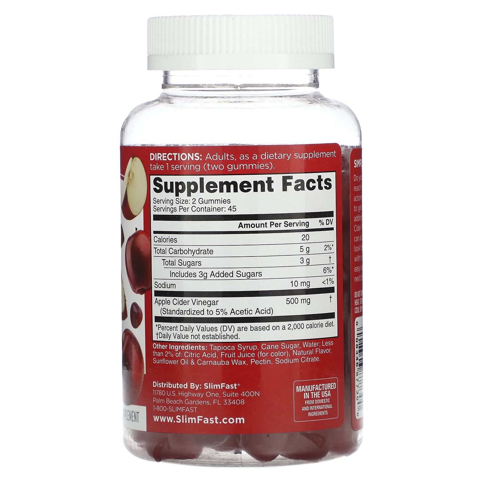 SlimFast, Apple Cider Vinegar, Crisp Apple, 90 Gummies