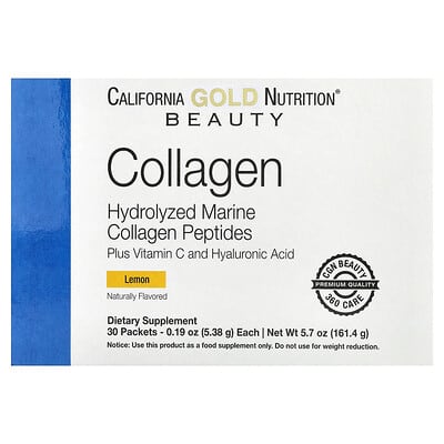 Norland California Gold Nutrition, Marine Collagen Peptides Plus Vitamin C and Hyaluronic Acid, Lemon, 30 Packets, 0.19 oz (5.38 g) Each supplement Uganda UGX 109129