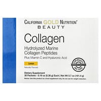 California Gold Nutrition, Marine Collagen Peptides Plus Vitamin C and Hyaluronic Acid, Lemon, 30 Packets, 0.19 oz (5.38 g) Each