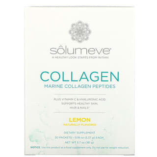 Solumeve, ببتيدات الكولاجين مع فيتامين جـ وحمض الهيالورونيك، نكهة الليمون، 30 كيسًا، 0.19 أونصة (5.37 جم) بكل كيس