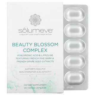 Solumeve, Beauty Blossom, комплекс для увлажнения кожи и выработки коллагена, 30 растительных капсул