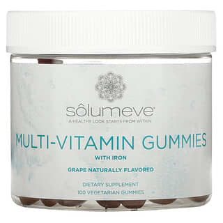 Solumeve, علكة فيتامين متعددة، خالية من الجيلاتين، بنكهة العنب ، 100 علكة نباتية