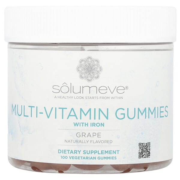 Solumeve, 含鐵多維生素軟糖，無明膠，葡萄味，100 粒素食軟糖
