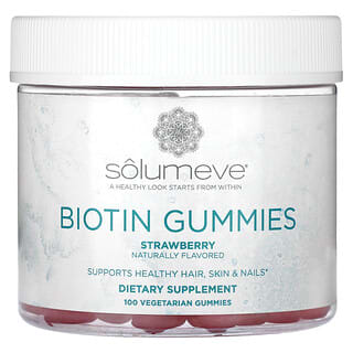 Solumeve, Biotin Gummies, Gelatin Free, Strawberry, 100 Vegetarian Gummies