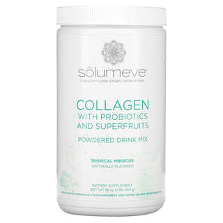 Solumeve, смесь для приготовления напитка с коллагеном, пробиотиками и суперфруктами, со вкусом тропических фруктов и гибискуса, 454 г (16 унций)
