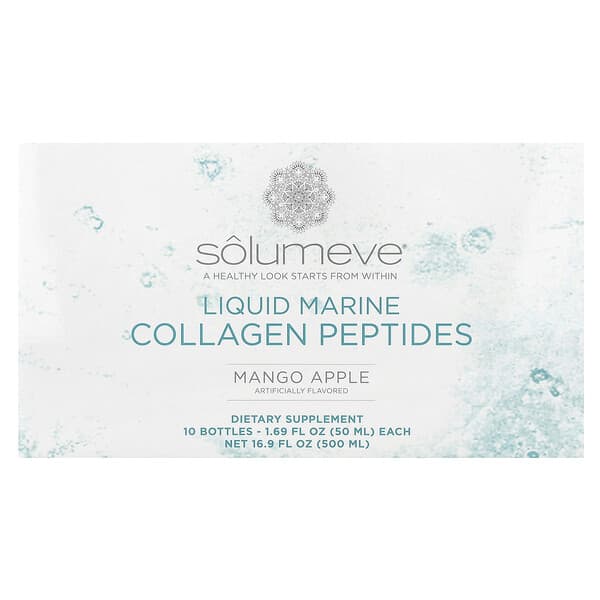 Solumeve, Liquid Marine Collagen Peptides, Mango Apple, 10 Bottles, 1.69 fl oz (50 ml) Each